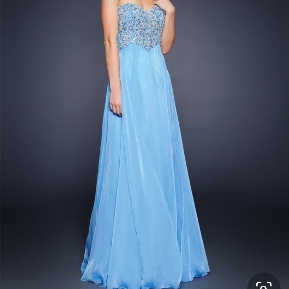 Blue gemstone prom dress